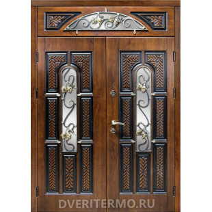 Уличная дверь Русь с окном и ковкой Уличная дверь Русь с окном и ковкой