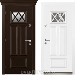 Металлическая входная дверь Капелла с окном эмаль по RAL Металлическая входная дверь Капелла с окном эмаль по RAL